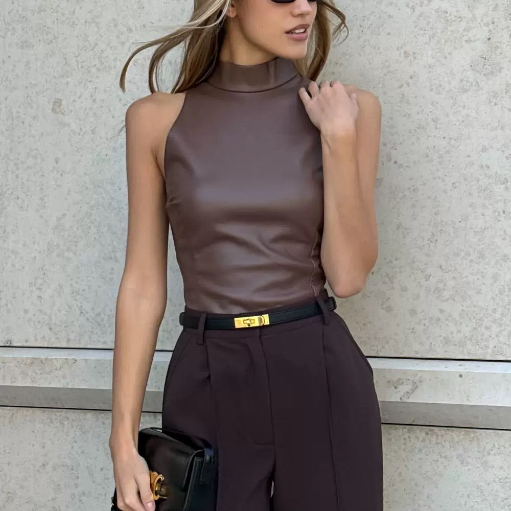 Faux Leather Tank – Minimal Chic
