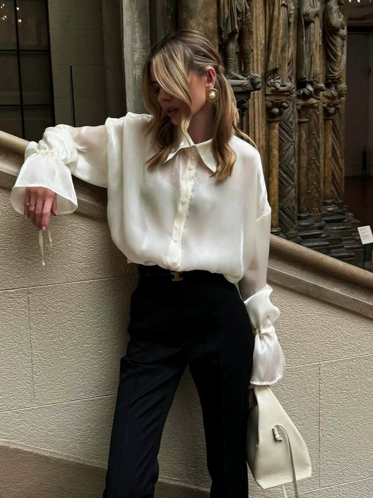 Statement-Bluse mit Schleifenärmeln