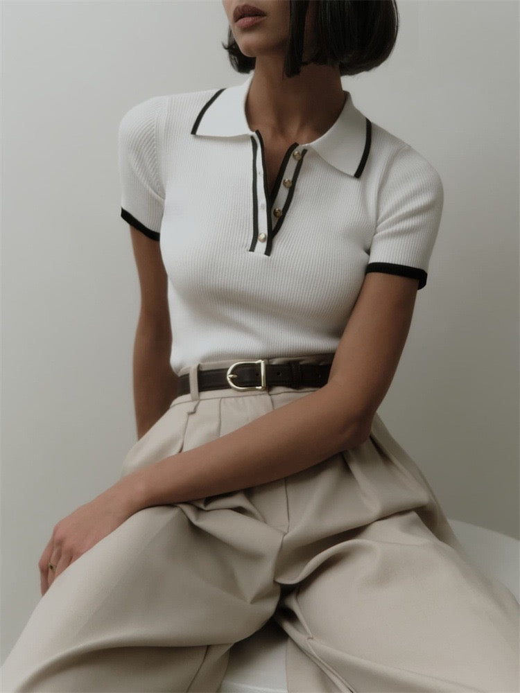 Classic Ribbed Polo Top