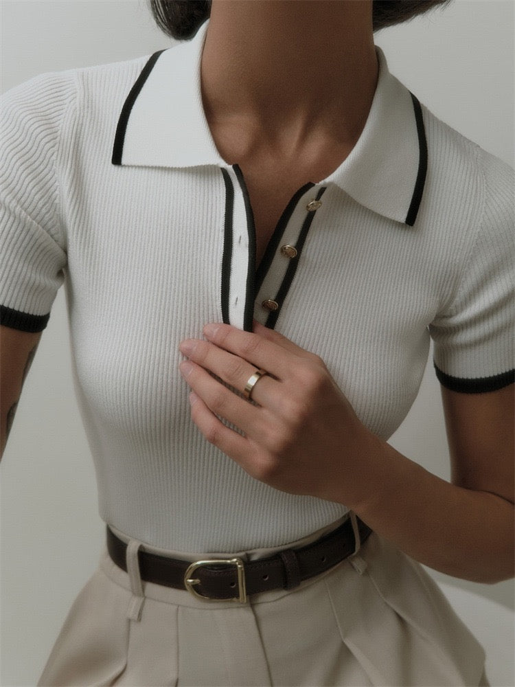 Classic Ribbed Polo Top