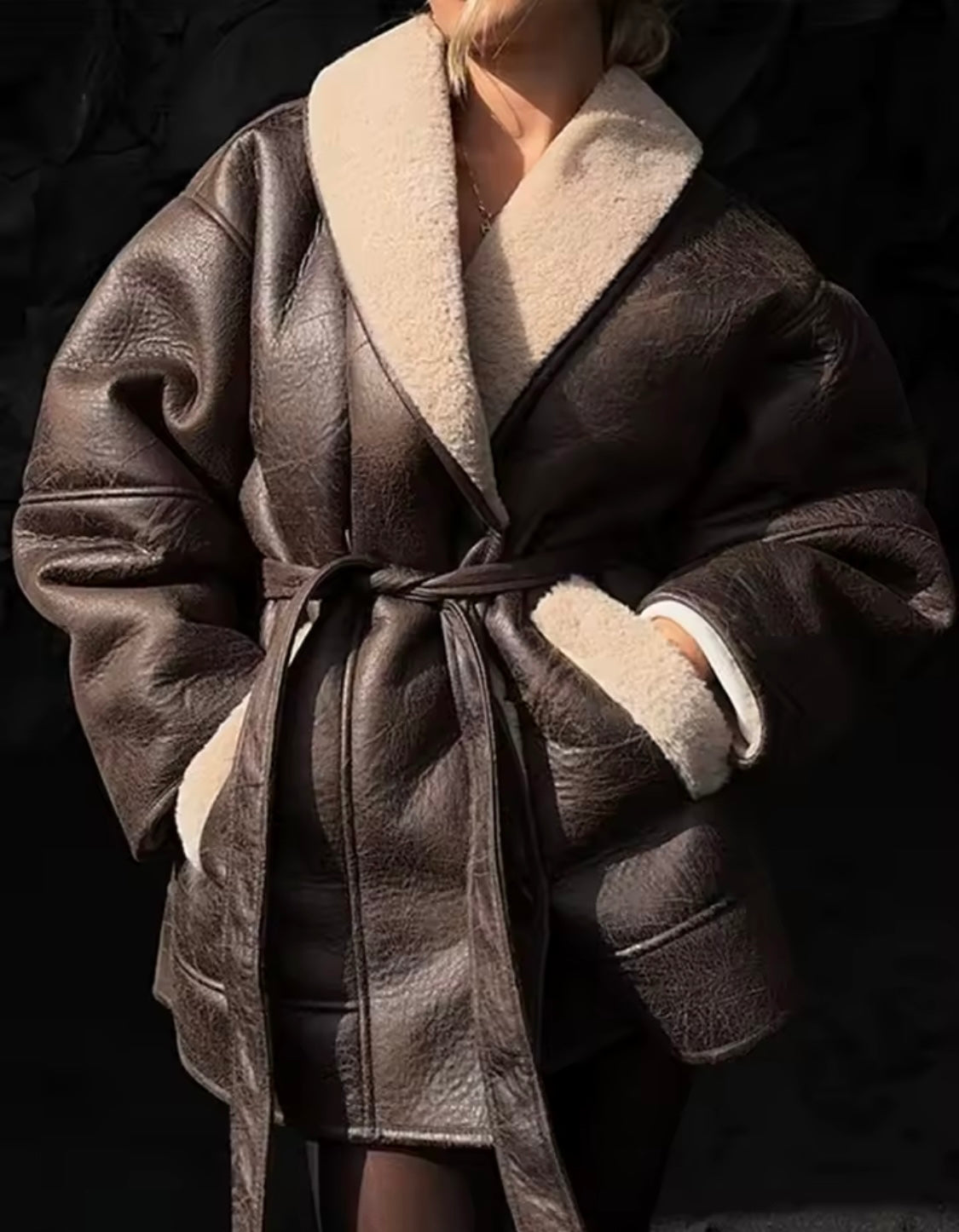 Brown Cozy Shearling Coat