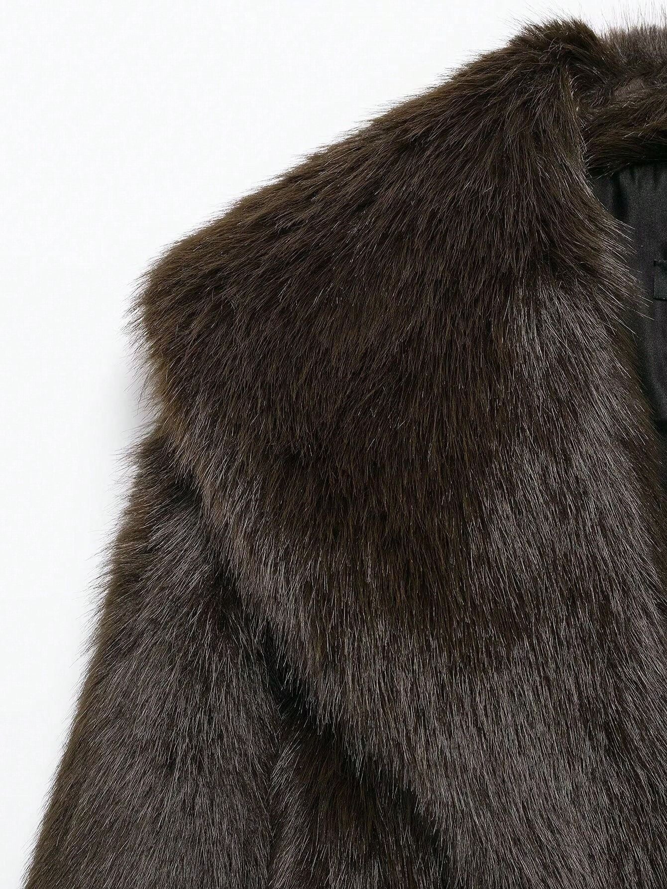 Soft Luxe Kunstfelljacke mit Gürtel