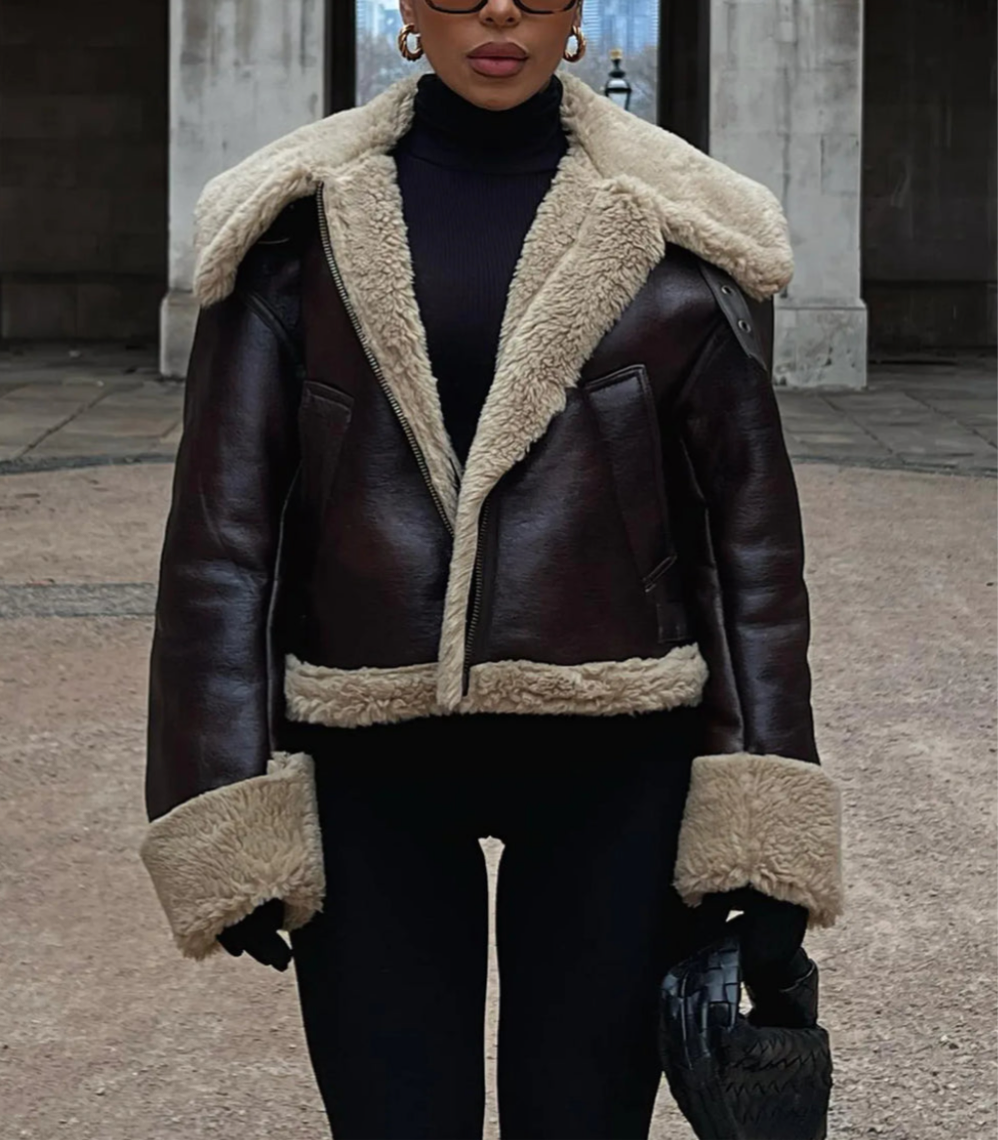 Aviator Faux Leather Jacket