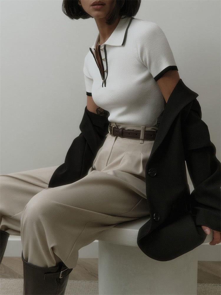 Classic Ribbed Polo Top