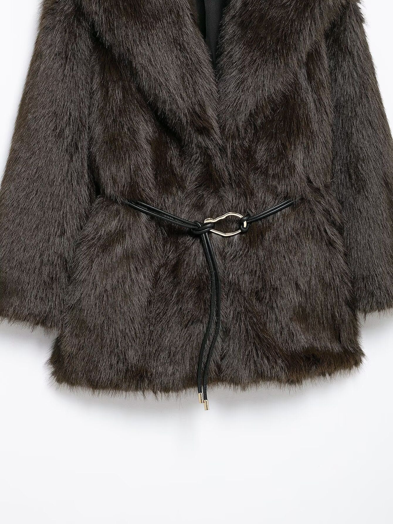 Soft Luxe Kunstfelljacke mit Gürtel