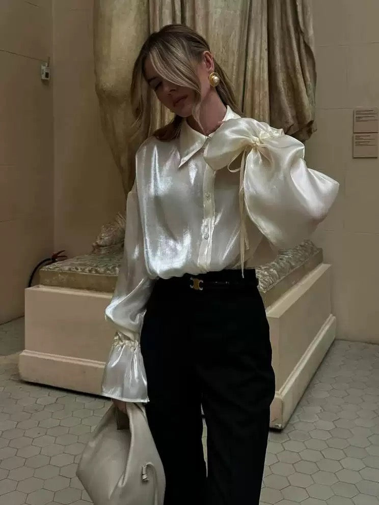 Statement-Bluse mit Schleifenärmeln