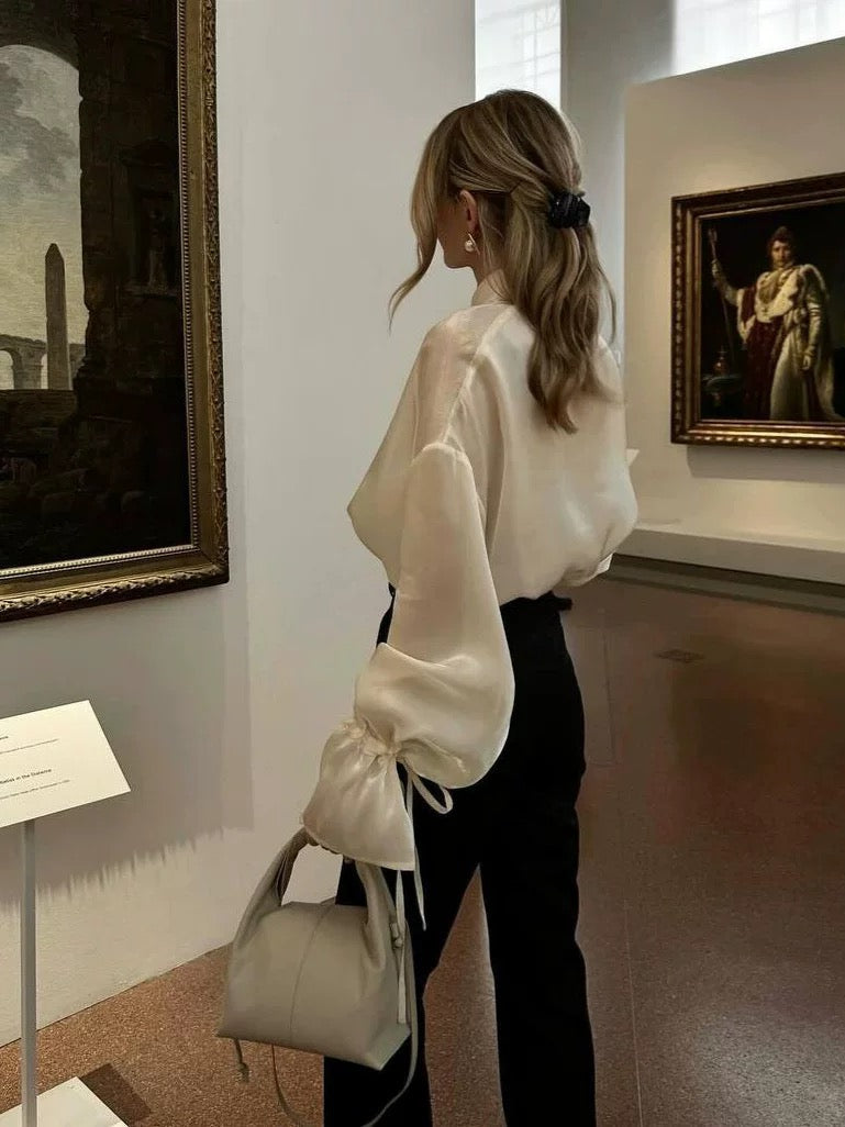 Statement-Bluse mit Schleifenärmeln