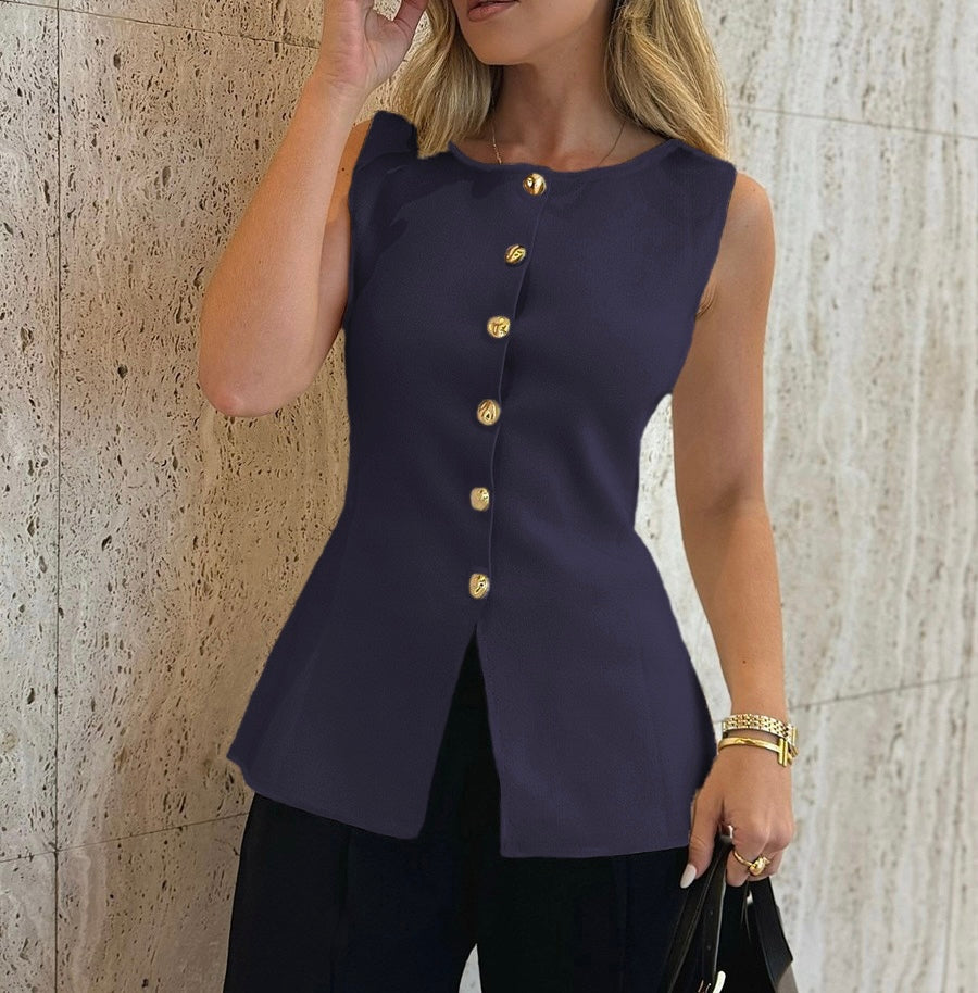 Rosaline Gold Button Blouse