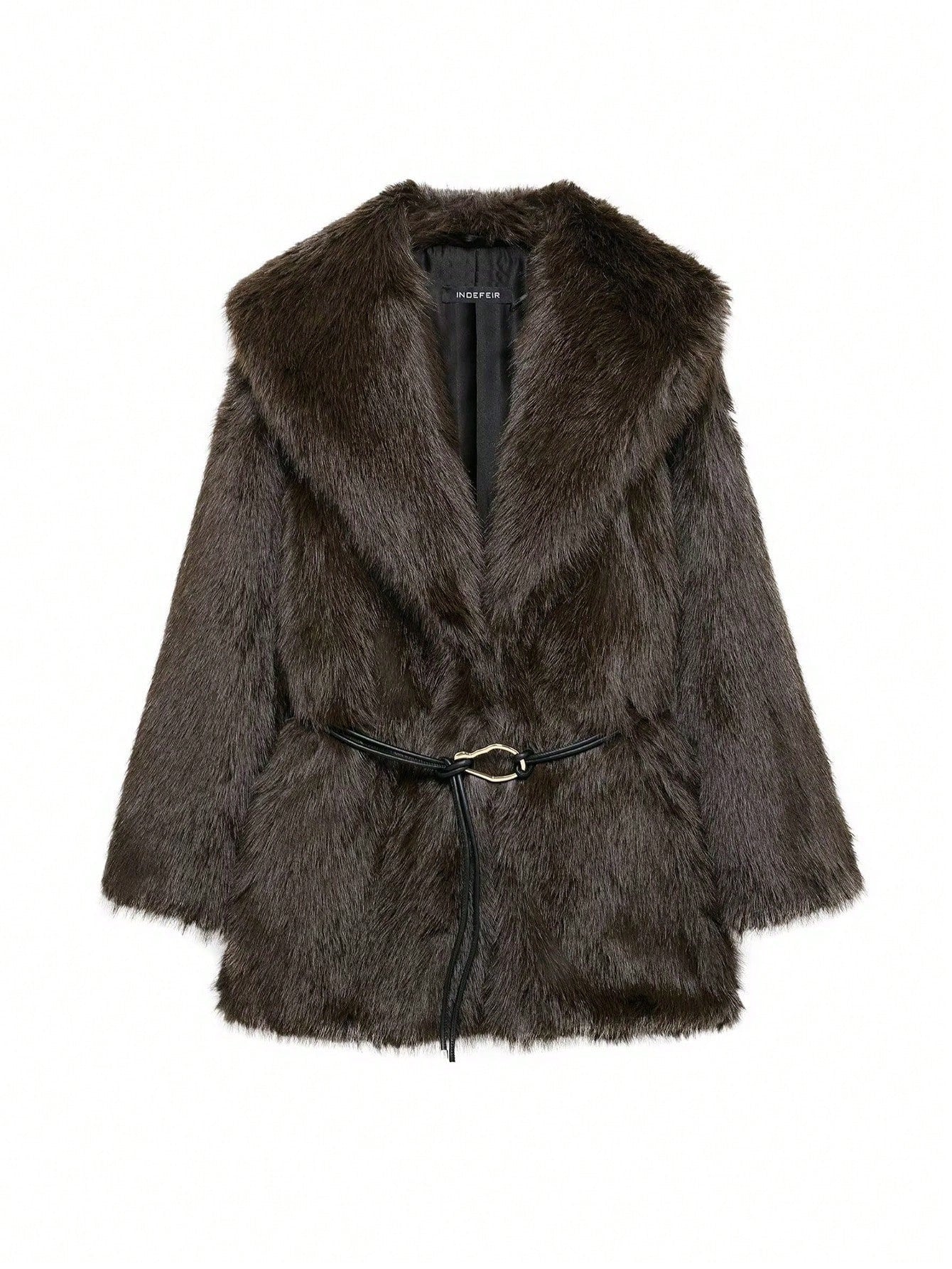 Soft Luxe Kunstfelljacke mit Gürtel