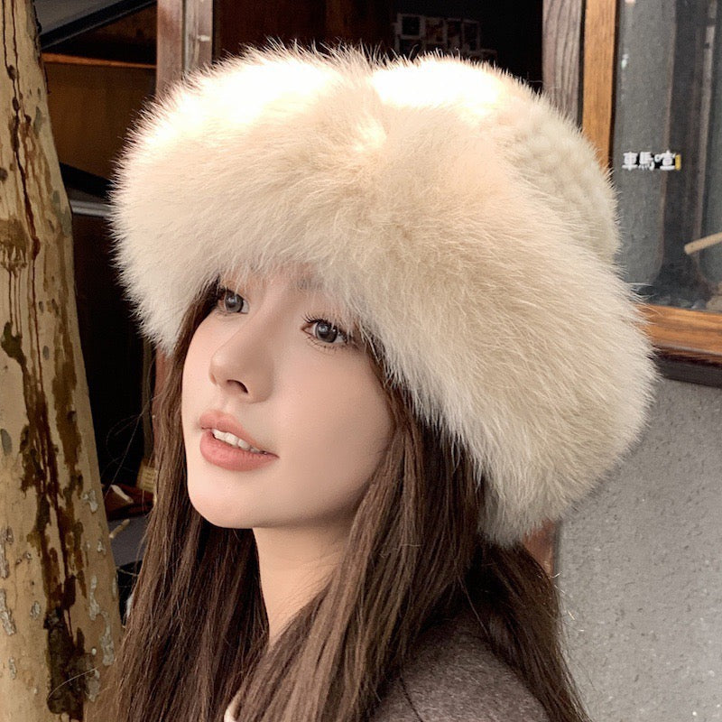 Flauschige Fellmütze für Damen