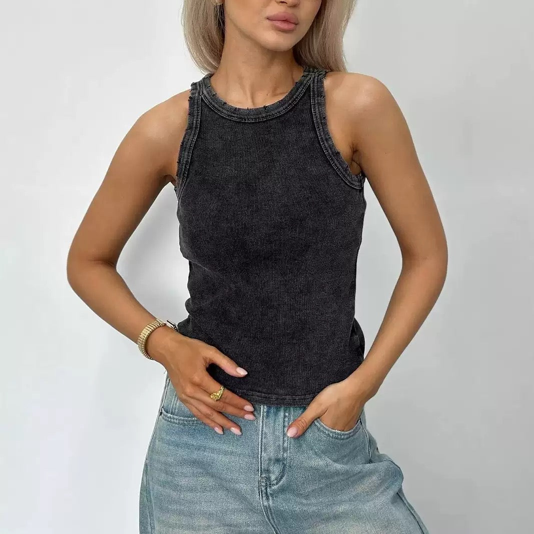 Cropped Top aus Baumwollmix – Bodyfit Design