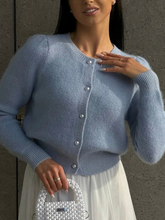 Damen Strickjacke mit Knopfleiste – Weicher Strickpullover für Herbst & Winter