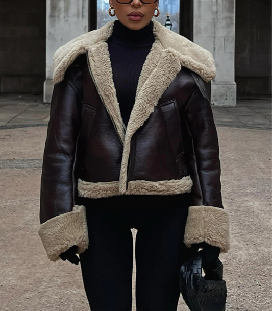 Aviator Faux Leather Jacket