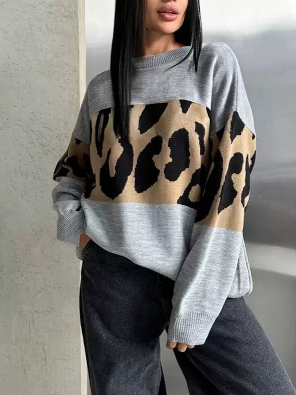 Oversized Pullover im Leopardenmuster – Streetstyle Chic