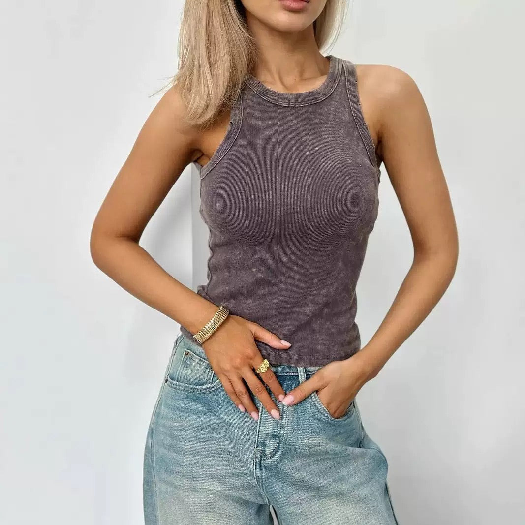 Cropped Top aus Baumwollmix – Bodyfit Design