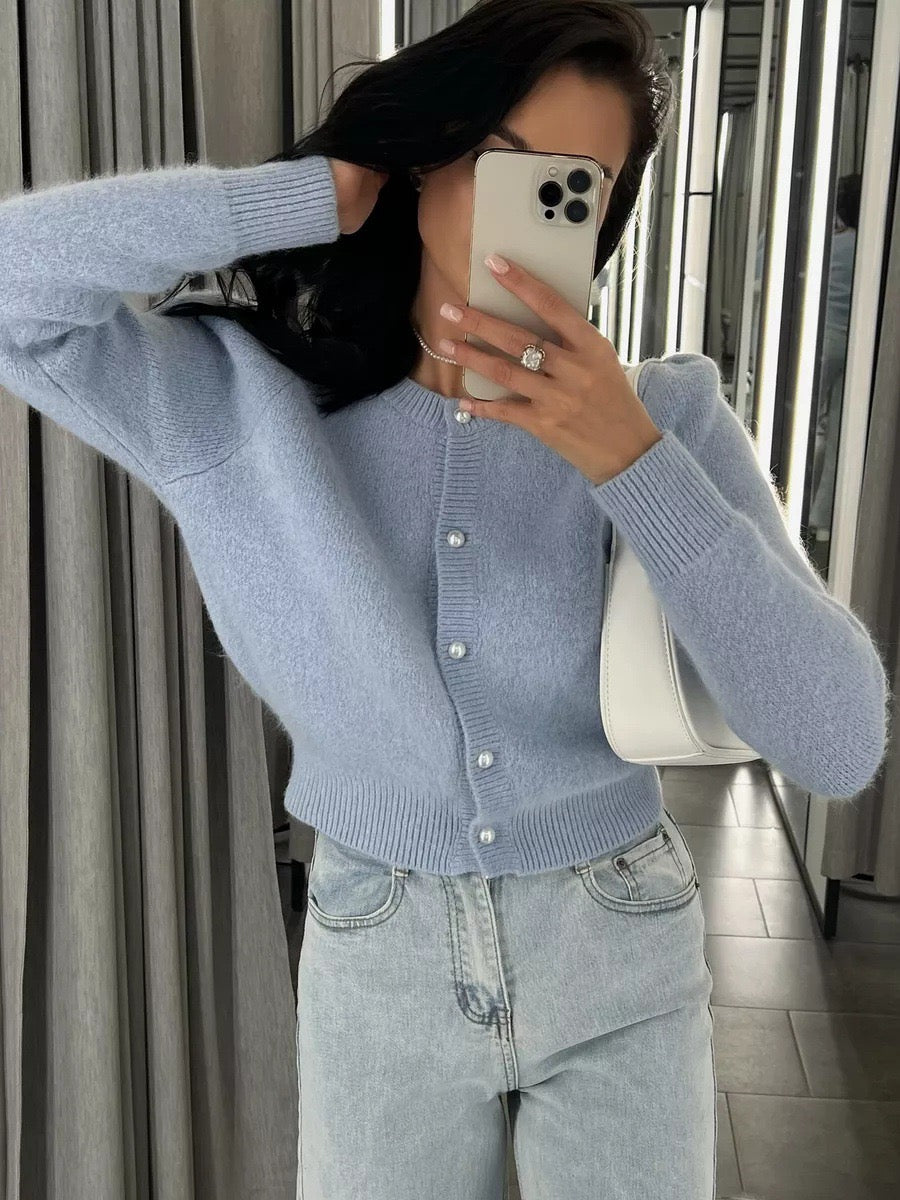 Damen Strickjacke mit Knopfleiste – Weicher Strickpullover für Herbst & Winter