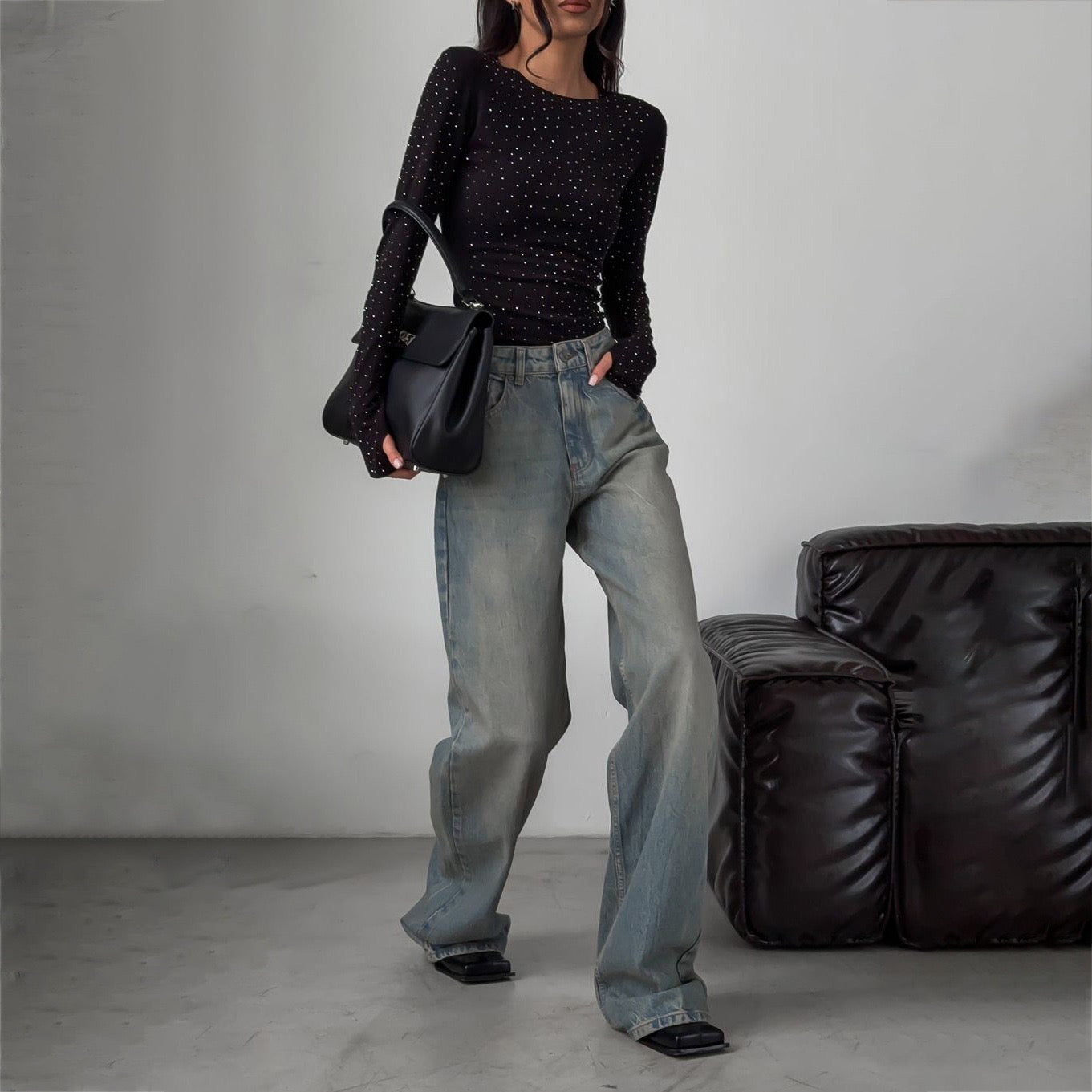 Slim Fit Glitzer Top