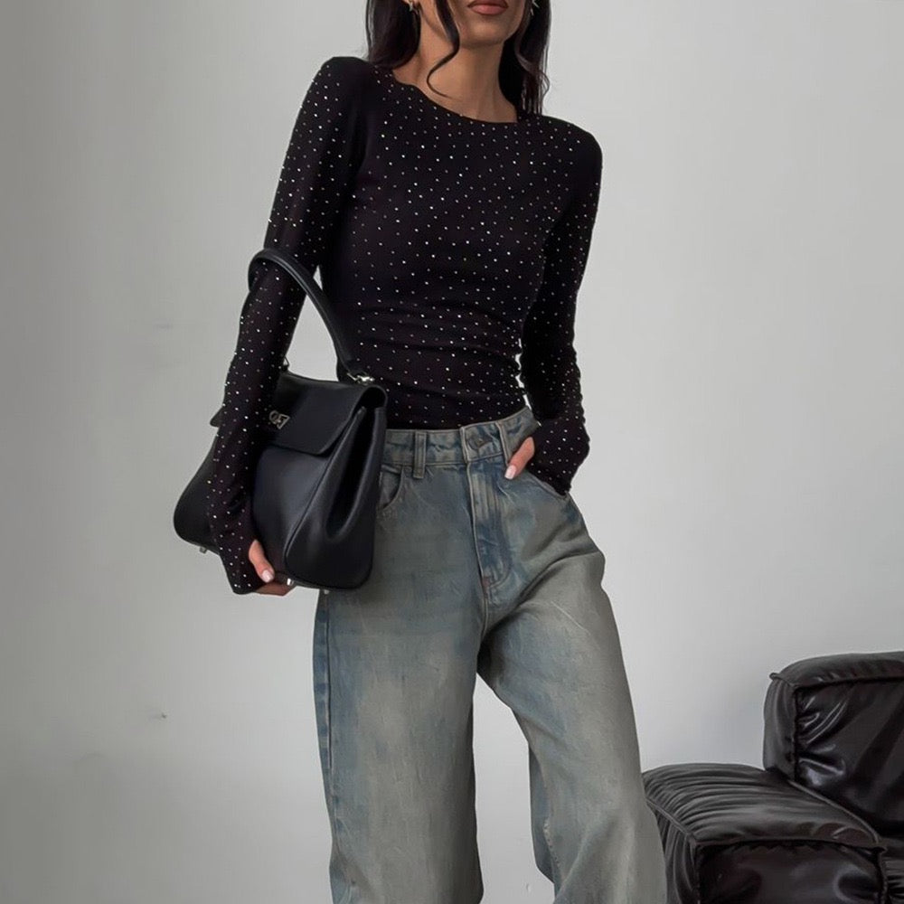 Slim Fit Glitzer Top