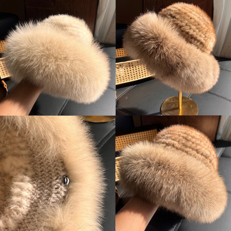 Flauschige Fellmütze für Damen