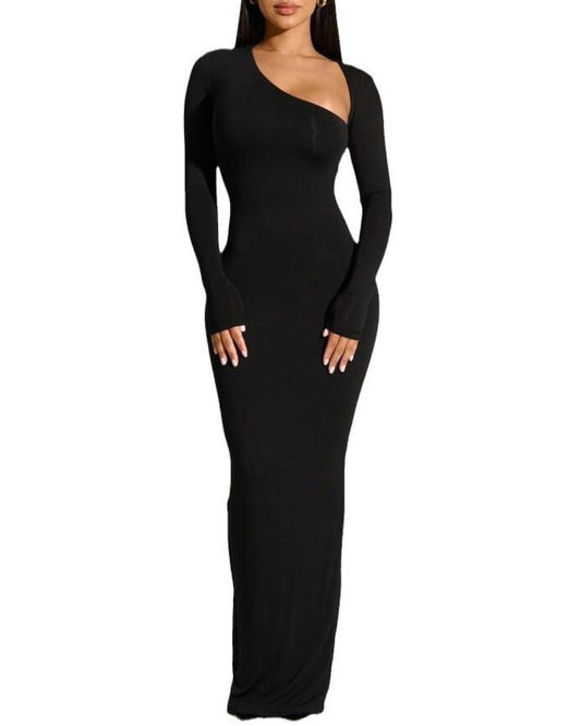 Elegant Figurbetontes Kleid mit Schrägausschnitt